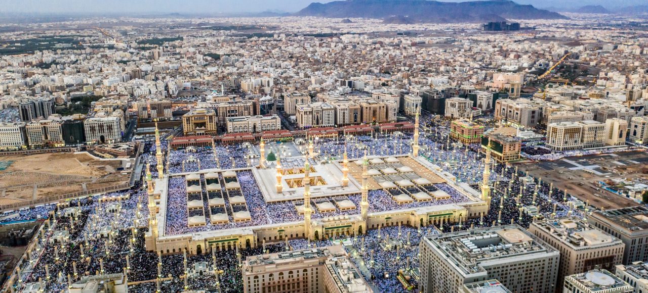 Aerial panoramic view of Medina city featuring its historic architecture and vibrant urban landscape, UNESCO Creative City candidate